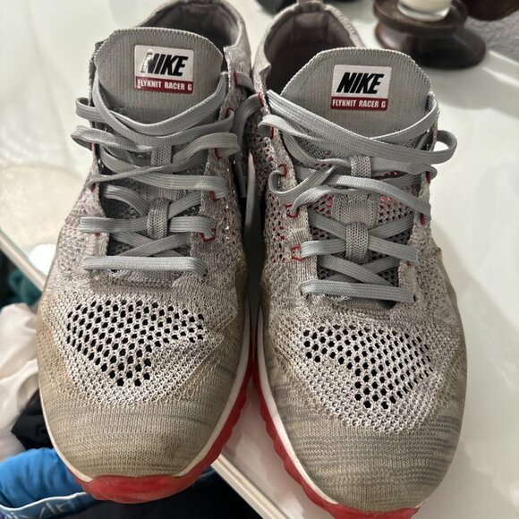 Nike Golf Nike Flyknit Racer G Size 12 Gray + Red - Picture 1 of 8